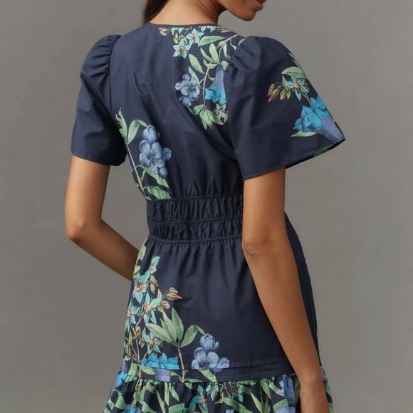 NWT Anthropologie Somerset Mini Dress Floral Blue Green Size Medium - Picture 2 of 3
